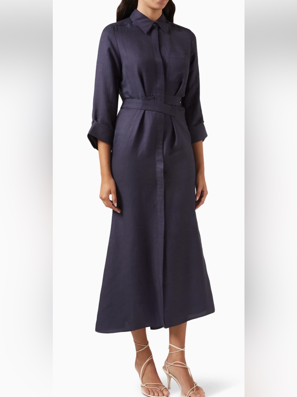 TWP Lucy Dress in Hemp Linen Color Midnight Small